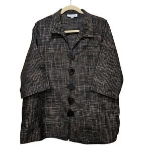 Caroline Rose Artsy 3/4‎ sleeve 2X Tunic Jacket. Gray. Boho. Lagenlook. Artsy